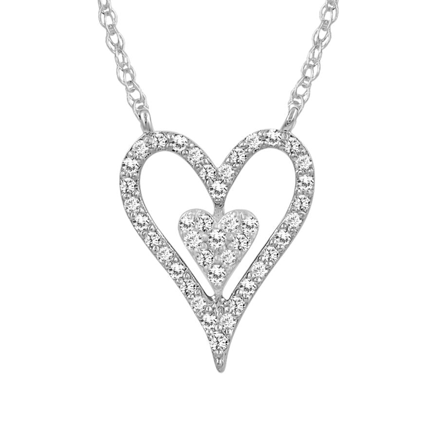 LADIES NECKLACE 0.25CT ROUND DIAMOND 10K WHITE GOLD