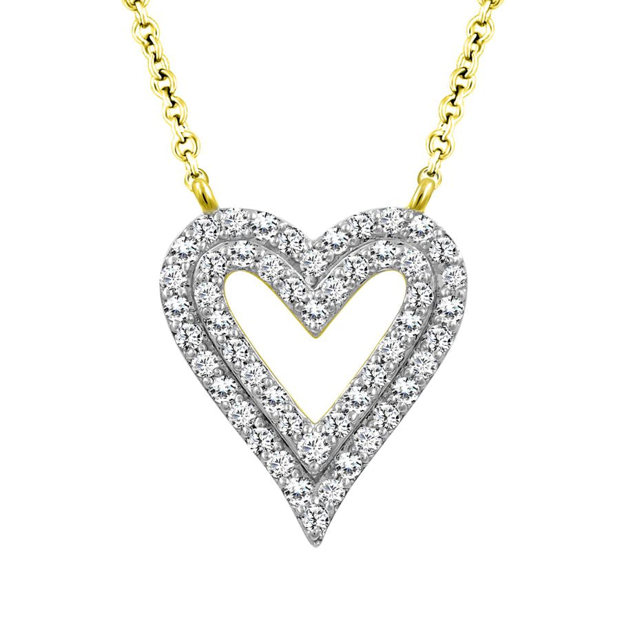 LADIES NECKLACE 0.33CT ROUND DIAMOND 10K YELLOW GOLD