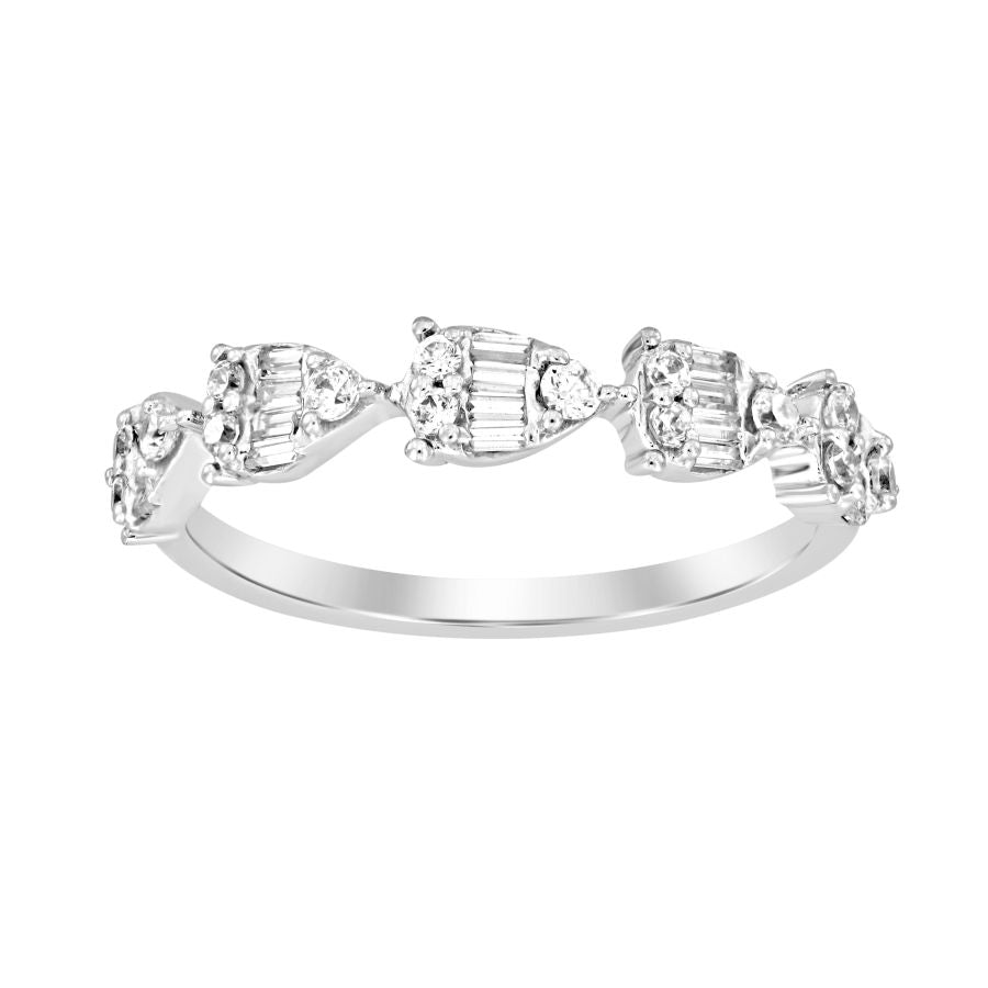 LADIES BAND 0.33CT ROUND/BAGUETTE DIAMOND 14K WHITE GOLD