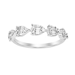 LADIES BAND 0.33CT ROUND/BAGUETTE DIAMOND 14K WHITE GOLD