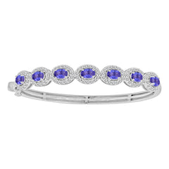 LADIES BANGLE 4.60CT ROUND/OVAL  DIAMOND 14K WHITE GOLD(TANZANITE OVAL DIAMOND 3.15CT)