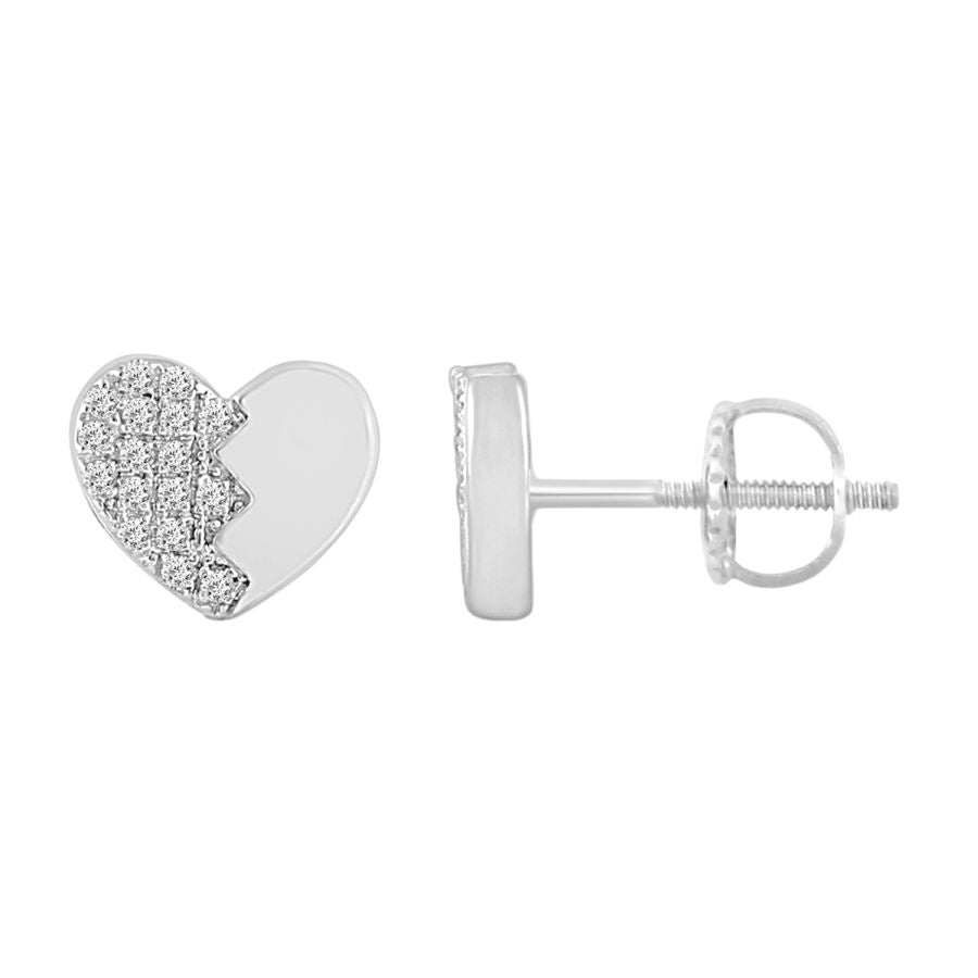 LADIES EARRINGS 0.15CT ROUND DIAMOND 10K WHITE GOLD