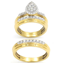 UNISEX TRIOS SET 1.00CT ROUND DIAMOND 10K YELLOW GOLD