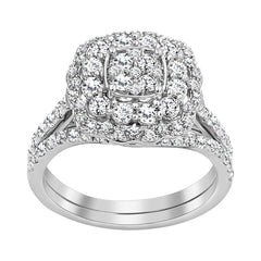 BRIDAL SET 1.25CT ROUND DIAMOND 14K WHITE GOLD