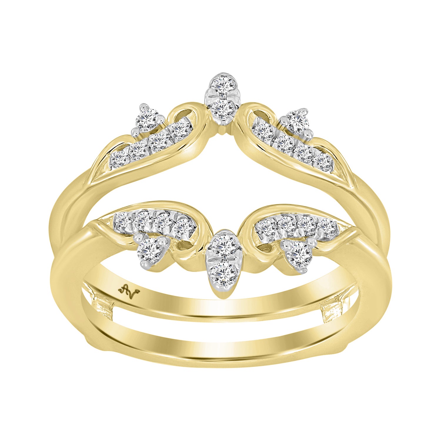 LADIES WRAP RING 0.25CT ROUND DIAMOND 14K YELLOW GOLD