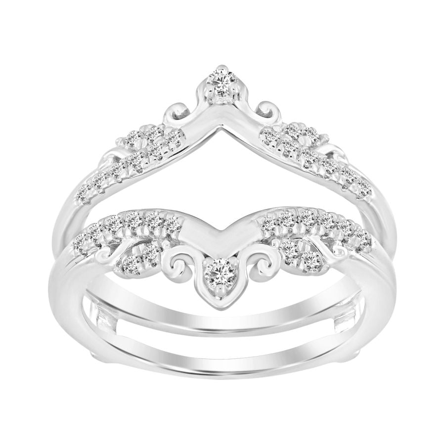 LADIES WRAP RING 0.33CT ROUND DIAMOND 14K WHITE GOLD (SI QUALITY)