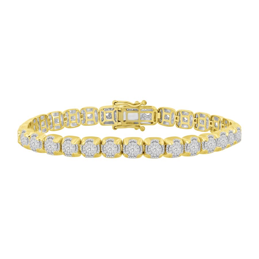 MEN'S BRACELET 1.25CT ROUND DIAMOND 10K YELLOW GOLD