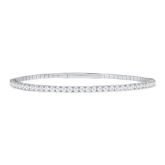 LADIES HALF FLEXIBLE BANGLE 1.00CT ROUND DIAMOND 14K WHITE GOLD