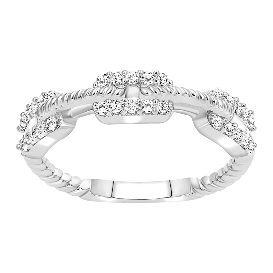 LADIES BAND 0.25CT ROUND DIAMOND 14K WHITE GOLD