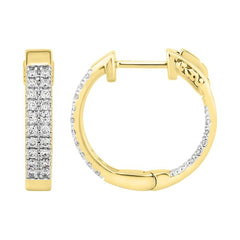 IN/OUT HOOPS EARRING 0.50CT ROUND DIAMOND 14K YELLOW GOLD