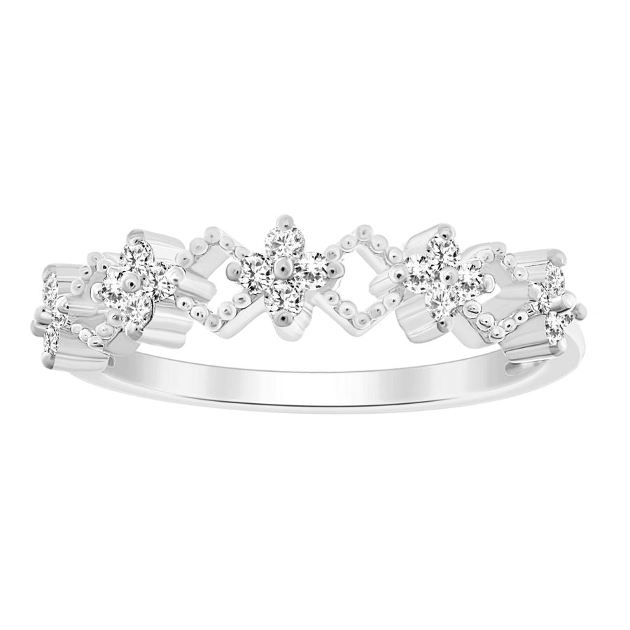 LADIES BAND 0.15CT ROUND DIAMOND 14K WHITE GOLD