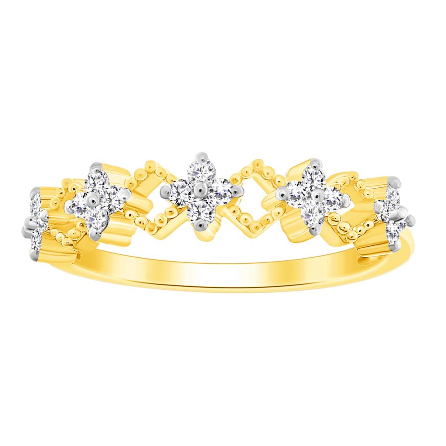 LADIES BAND 0.15CT ROUND DIAMOND 14K YELLOW GOLD