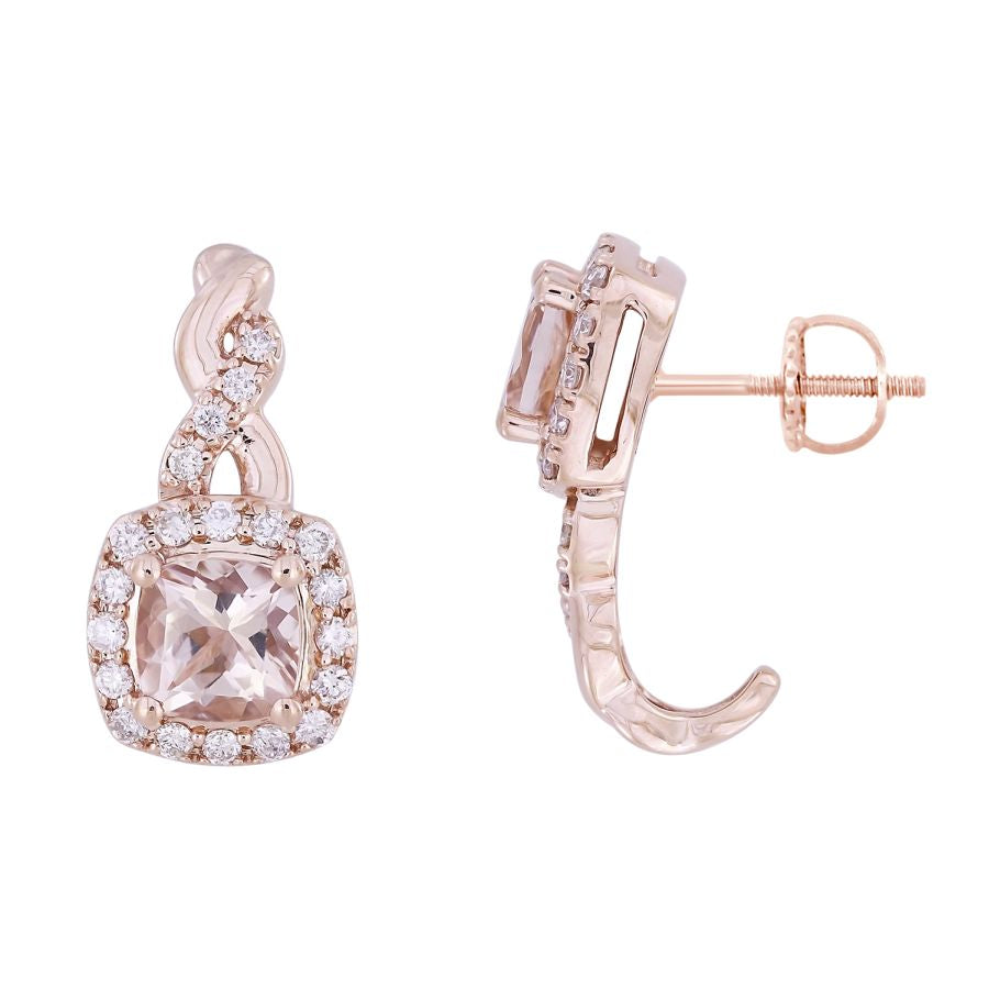 EARRINGS 1.33CT ROUND DIAMOND 14K ROSE GOLD