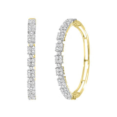 LADIES HOOP EARRINGS 2.00CT ROUND DIAMOND 14K YELLOW GOLD (SI QUALITY)