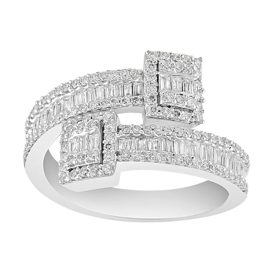 LADIES BAND 0.75CT ROUND/BAGUETTE DIAMOND 14K WHITE GOLD (SI QUALITY)