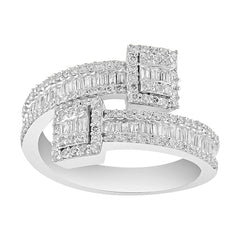 LADIES BAND 0.75CT ROUND/BAGUETTE DIAMOND 14K WHITE GOLD (SI QUALITY)