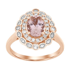 LADIES RING 1.45CT ROUND/OVAL DIAMOND 14K ROSE GOLD (CENTER STONE 1.18 CT OVAL DIAMOND)