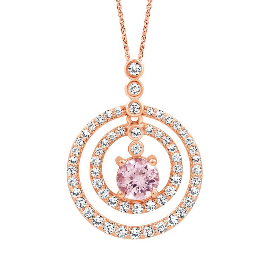 LADIES PENDANT 1.00CT ROUND DIAMOND 14K ROSE GOLD (CENTER STONE 0.45 CT ROUND DIAMOND)