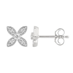 LADIES EARRINGS 0.15CT ROUND DIAMOND 14K WHITE GOLD