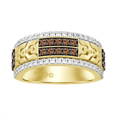 MEN'S BAND 1.00CT ROUND/DARK BROWN DIAMOND 10K YELLOW GOLD