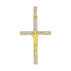 MEN'S CROSS 0.33CT ROUND DIAMOND 10K YELLOW GOLD