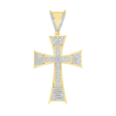 MEN'S CROSS 0.33CT ROUND DIAMOND 10K YELLOW GOLD