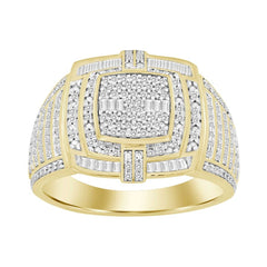 MEN'S RING 0.50CT ROUND/BAGUETTE DIAMOND 10K YELLOW GOLD