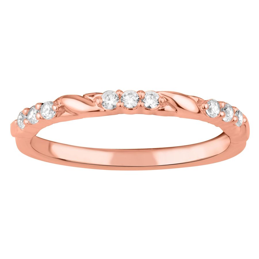 LADIES BAND 0.17CT ROUND DIAMOND 14K ROSE GOLD