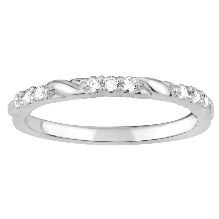 LADIES BAND 0.17CT ROUND DIAMOND 14K WHITE GOLD