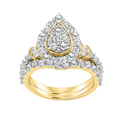 LADIES BRIDAL SET 2.00CT ROUND/BAGUETTE DIAMOND 14K YELLOW GOLD (SI QUALITY)