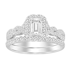 LADIES BRIDAL SET 1.00CT ROUND/PRINCESS DIAMOND 14K WHITE GOLD (SI QUALITY)