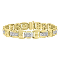 MEN'S BRACELET 3.80CT ROUND DIAMOND 14K YELLOW GOLD