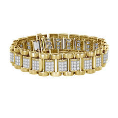 MEN'S BRACELET 2.50CT ROUND DIAMOND 14K YELLOW GOLD