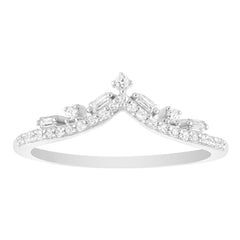 LADIES RING 0.20CT ROUND/BAGUETTE DIAMOND 14K WHITE GOLD