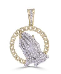 MEN'S CHARM PENDANT 0.16CT ROUND DIAMOND 10K YELLOW GOLD