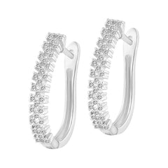 LADIES HOOP EARRINGS 0.25CT ROUND DIAMOND 14K YELLOW GOLD