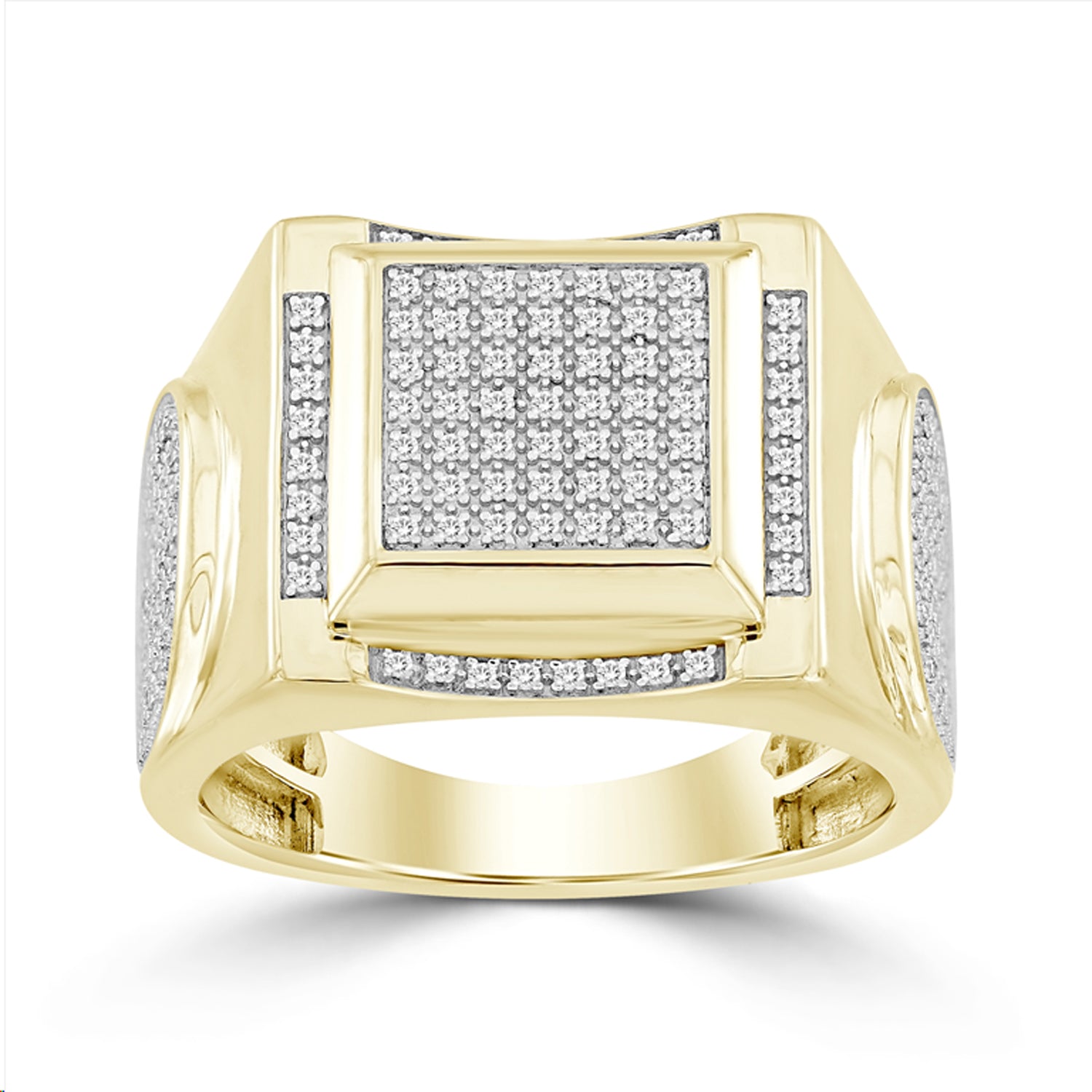 MEN'S RING 0.25CT ROUND DIAMOND 10K YELLOW GOLD