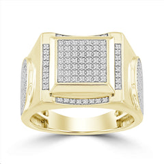 MEN'S RING 0.25CT ROUND DIAMOND 10K YELLOW GOLD