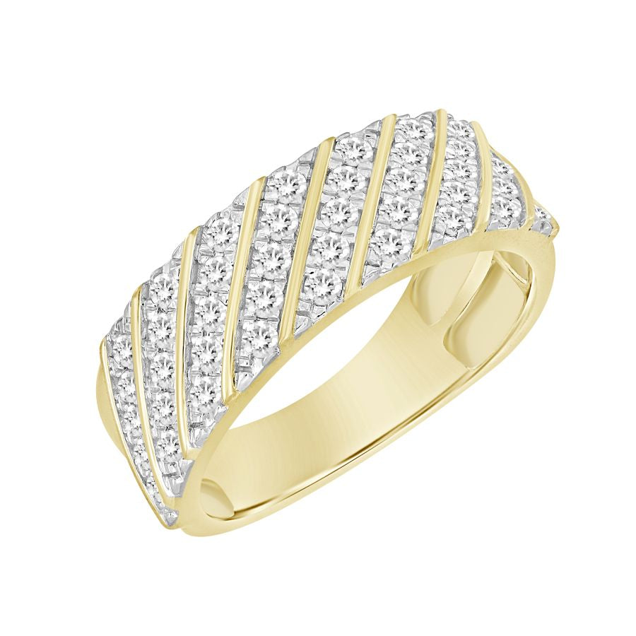 MEN'S BAND 1.00CT ROUND DIAMOND 14K YELLOW GOLD