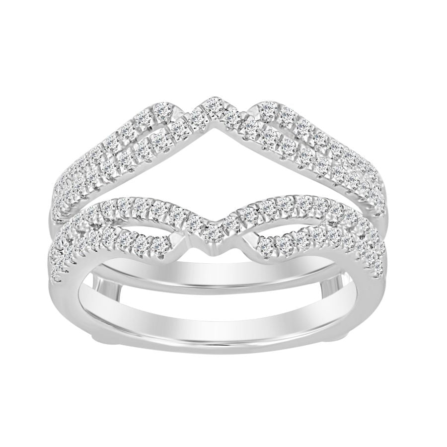 LADIES  WRAP RING 0.50CT ROUND DIAMOND 14K WHITE GOLD