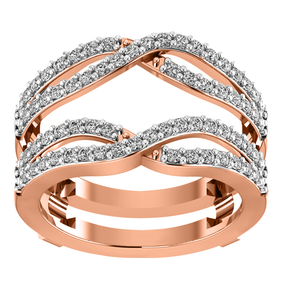 LADIES  WRAP RING 0.50CT ROUND/BLACK DIAMOND 14K ROSE GOLD