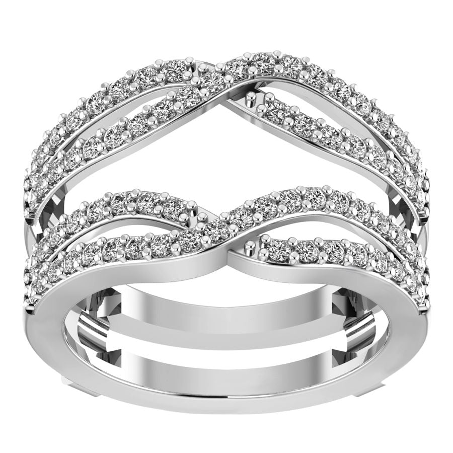 LADIES  WRAP RING 0.50CT ROUND DIAMOND 14K WHITE GOLD