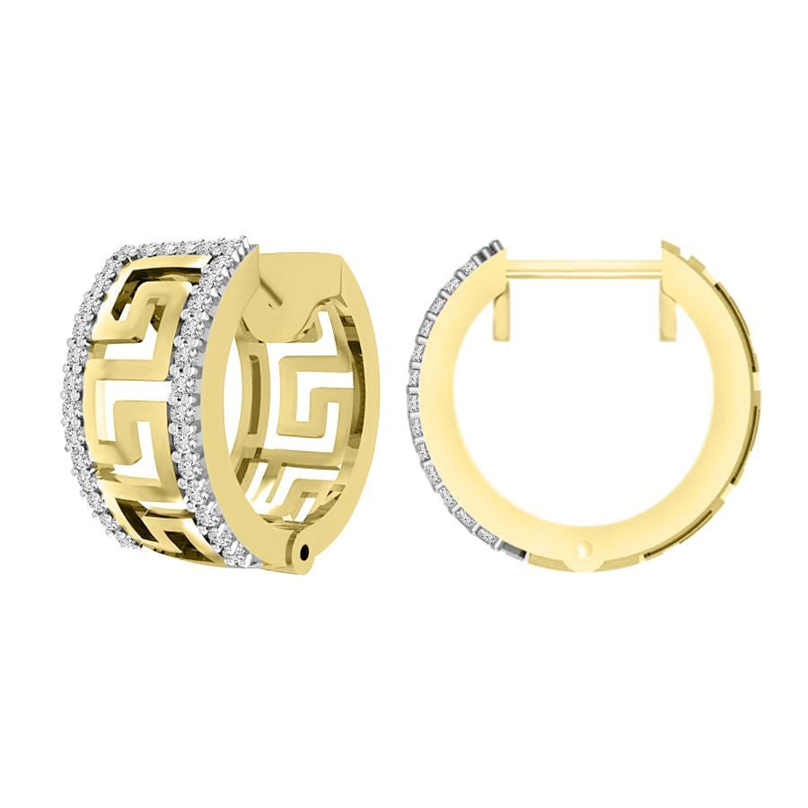 MEN'S HUGGIES EARRINGS 0.20CT ROUND DIAMOND 14K YELLOW GOLD