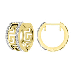 MEN'S HUGGIES EARRINGS 0.20CT ROUND DIAMOND 14K YELLOW GOLD