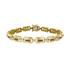 MEN'S BRACELET 1.00CT ROUND DARK BROWN DIAMOND 10K YELLOW GOLD