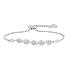 LADIES BRACELET 0.33CT ROUND/BAGUETTE DIAMOND 10K WHITE GOLD