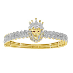 MEN'S BRACELET 1.50CT ROUND DIAMOND 10K YELLOW GOLD