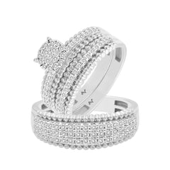 LADIES  TRIO SET 1.00CT ROUND DIAMOND 10K WHITE GOLD