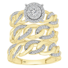 LADIES TRIO SET 0.75CT ROUND DIAMOND 10K YELLOW GOLD