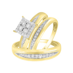 LADIES TRIO SET 0.33CT ROUND DIAMOND 10K YELLOW GOLD